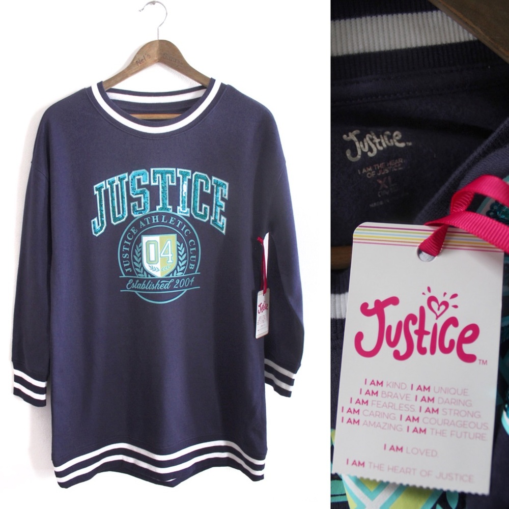 Justice NWT Sparkle Sweatshirt Dress XL 16/18